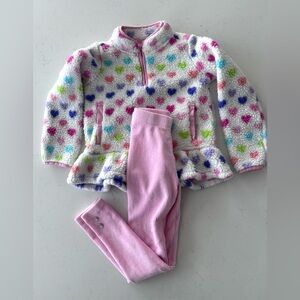 Gymboree girls rainbow heart fleece pullover & pink ribbed legging set - 7